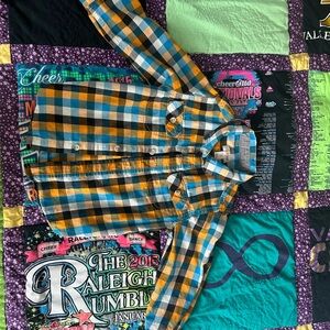 Cat & Jack Blue and Orange Plaid Button Down Shirt